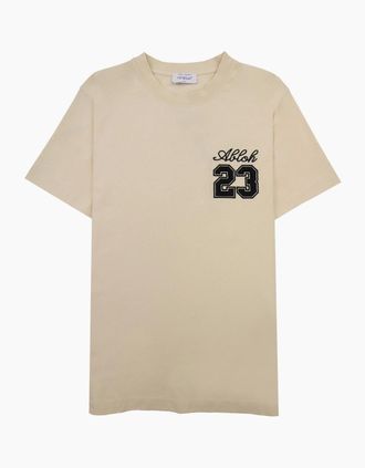 Off-white Mens Off White 23 Logo Slim S/s T Shirt Angora Black - Tan - Size: 36