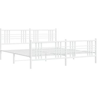 vidaXL Vidaxl - Estructura Cama Sin Colch&oacute;n Con Estribo Metal Blanco 200x200 Cm