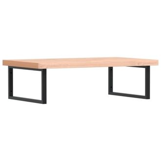 Berkfield Home Basin Shelf Wall Mounted Steel & Solid Wood Beech in Light Brown