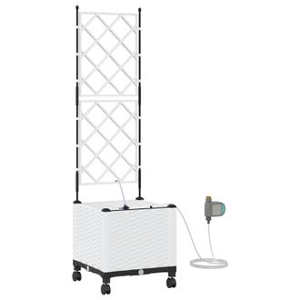 vidaXL Maceta De Jard&iacute;n Con Riego Y Ruedas Blanco 40 X 40 X 148 Cm Pp Vidaxl