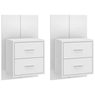 vidaXL Mesitas De Noche De Pared 2 Unidades Blancas Vidaxl