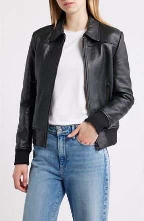 Schott NYC Leather Flight Jacket in Black at Nordstrom, Size X-Small