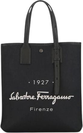 Ferragamo Pre-owned Tote Bags, female, Black, Size: ONE SIZE Pre-owned Canvas Tote Bag