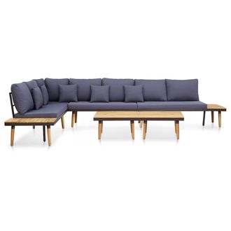 vidaXL Juego Muebles De Jard&iacute;n 5 Plazas Y Cojines Madera Acacia Marr&oacute;n Vidaxl