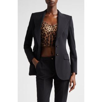 Dolce & Gabbana Turlington Stretch Gabardine Blazer in Nero at Nordstrom, Size 14 Us