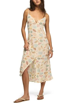 Lucky Brand Conversational Simone Floral Print Slipdress in Shell Conversation Print at Nordstrom, Size X-Large
