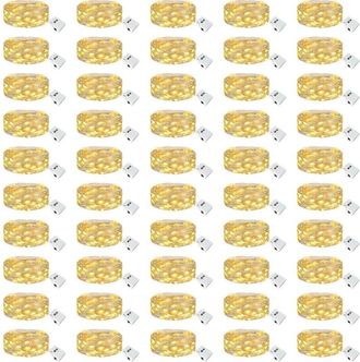 OEM Paquete De 50 Mini Luces Led De Cadena A Pilas, 2 M, 20 Led, 3 Modos De Funcionamiento, Ip65 Impermeables, Decoraci&oacute;n Interior Para Jard&iacute;n, Dormitorio