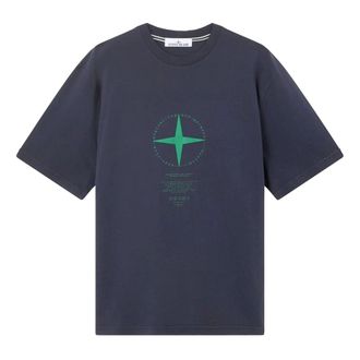 Stone Island T-Shirts, male, Blue, Size: XL 2100001 Compass T-Shirt