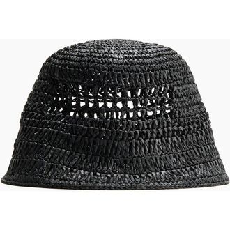 H&M Straw bucket hat in Black at Nordstrom, Size Medium