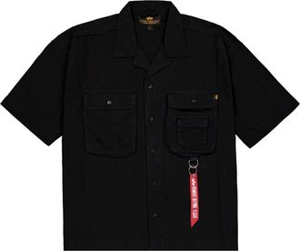 Alpha Industries Print-Shirt ALPHA INDUSTRIES Aloha Safari Shirt, Herren, Gr. XXL, schwarz, Obermaterial: 80% Baumwolle, 20% Viskose, Shirts Print-Shirt