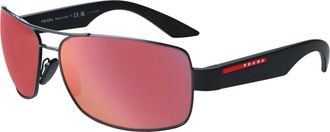 Prada Dark Grey Orange Pilot Mens Sunglasses PS 50ZS 1BO10A 65
