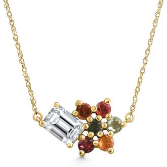 Pompeii3 4Ct Diamond & Sapphire Pendant 14k Yellow Gold 18 Necklace Lab Grown Size: 18