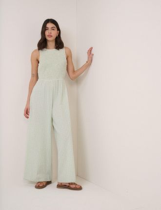 Nobody's Child Mint Green Gingham Ruth Jumpsuit