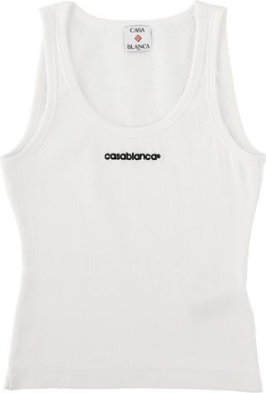 Casablanca Ribbed Centered Logo Organic Cotton Tank Top