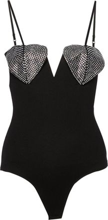 Nissa crystal-embellished bodysuit - women - Viscose/Polyamide/Polyester/Spandex/Elastane/Spandex/Elastane/glass - 36 - Black
