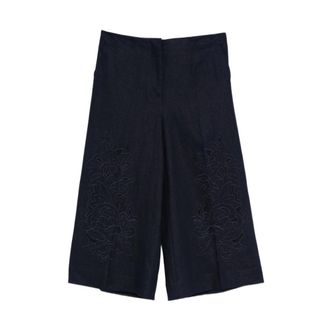 Twinset Cropped broek - Dames - Vrijetijds broeken - Blauw - S - Broeken