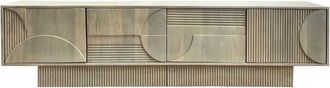 Global Interiors Massives Design Lowboard Art Deco Ii 200 x 49 cm, Natural Weiss