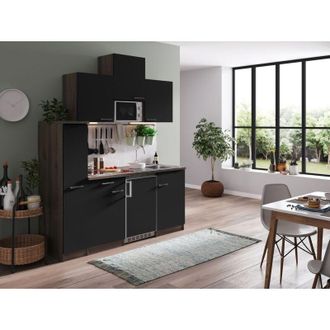 Respekta Cucina Cucinino Cucina Singola Rovere York Nero Oliver 180 cm Respecta