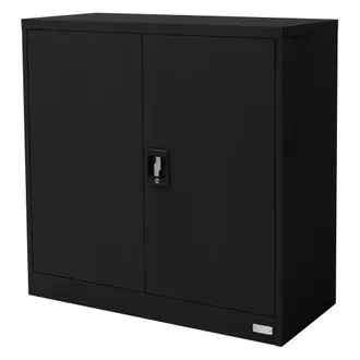 ML Design Ml-design - Archivador De Oficina 90x40x90cm Acero Negro Armario Independiente Auxiliar Met&aacute;lica Con 2 Puertas Y 2 Estantes Regulables En Altura Muebl