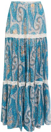 Etro Patterned Silk Maxi Skirt - Blue - 38 (UK6 / XS)
