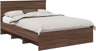 vidaXL Estructura De Cama Con Cabecera Roble Marr&oacute;n 140 X 200 Cm Vidaxl