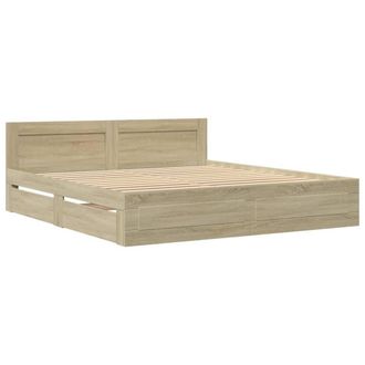 Berkfield Home Durable Bed Frame with Headboard without Mattress Sonoma Oak 200x in Light Oak