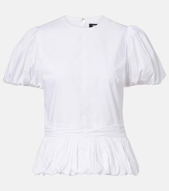 Rotate Alix peplum cotton poplin top