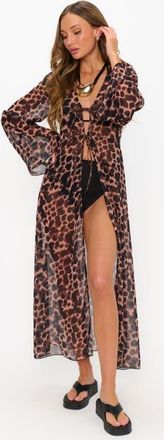 Show me your Mumu Jet Setter Robe in Tortoise Shell at Nordstrom, Size Medium