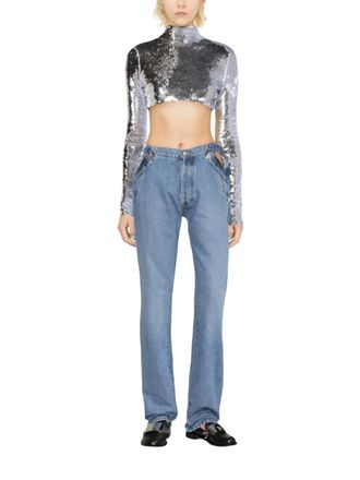 Coperni High Rise Straight Leg Jeans In Blue