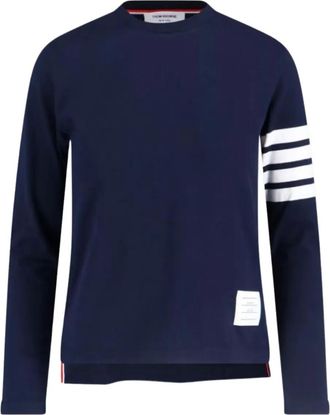 Thom Browne T-shirt met lange mouwen en vier strepen - Blauw