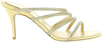 Rene Caovilla Gold Viscose Stiletto Heel Womens Sandals