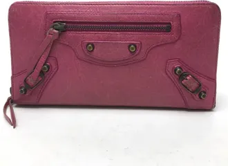 Balenciaga Pink Leather Long Wallet (Bi-Fold) (Pre-Owned)