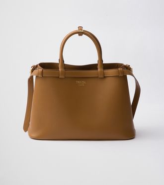 Prada Buckle medium leather handbag with double belt