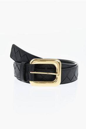 Bottega Veneta Braided Leather Belt with Golden Effect Buckle 40mm size 75