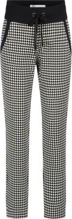 Raffaello Rossi Elegante Jersey Houndstooth Pull-On Broek - Dames - Slim Fit Broeken - Zwart - S - Broeken
