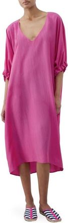 Mango Puff Sleeve Silk Nightgown in Fuchsia at Nordstrom, Size Small