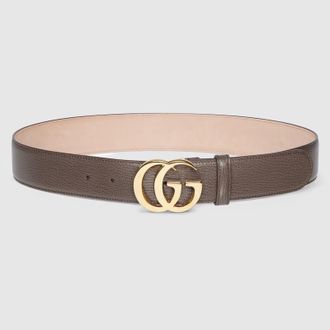 Gucci GG Marmont Wide Belt, Brown, Leather