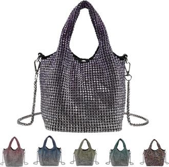 Generic Elegant Rhinestone Clutch Purse for Women,Sparkly Evening Bag with Chain for Wedding,Prom,Party,Gala (gradient purple)