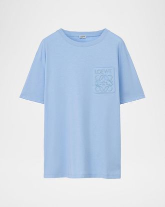 Loewe Mens Embroidered Anagram Pocket T-Shirt