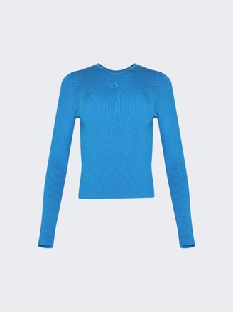Marine Serre fine-ribbed sweater - women - Viscose/Elastane - M - Blue