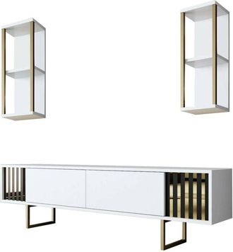 Dmora Dmora - Mueble De Televisi&oacute;n Dliveran, Aparador De Sal&oacute;n, Mueble Bajo Para Tv, Base De Pared Equipada, 180x30h48 Cm, Antracita Y Negro