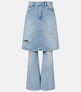 Acne Studios Distressed layered wide-leg jeans