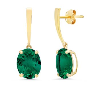MAX + STONE 14k Yellow or White Gold 10x8mm Oval Cut Gemstone Drop Dangle Earrings