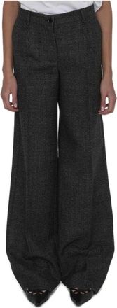 Dolce & Gabbana Wide Broeken - Dames - Wijde Broeken - Grijs - M - Wol - Broeken