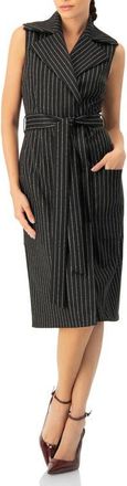 Ivonne Double-Breasted Striped Midi Dress in Black at Nordstrom, Size 12