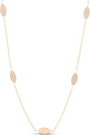 Pompeii3 14k Rose Gold 18 Station Leaf Womens Necklace