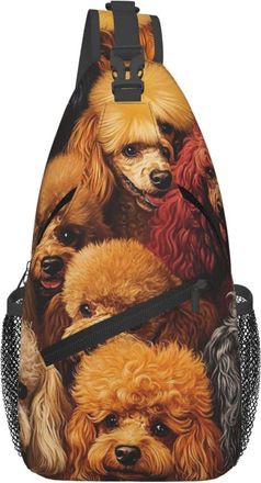 Generic Poodles Dogs Crossbody Bag Trendy Sling Bag Anti Theft Daypack For Cycling Camping Casual