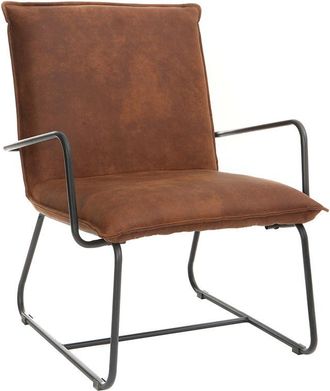 Miliboo Sill&oacute;n Polipiel Marr&oacute;n Y Estructura Metal Negra Mercy