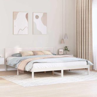 vidaXL Bed Frame White 200 x 200 cm Solid Pine wood vidaXL
