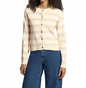 Vero Moda Stripe Button Cardigan In Ecru